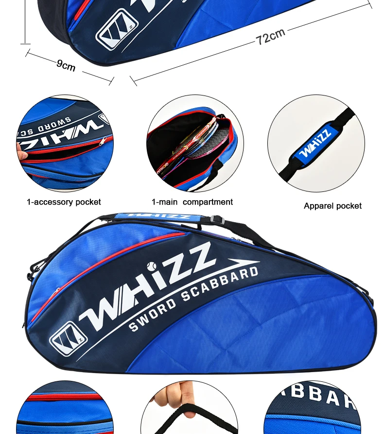 Borsa Professionale Per Racchetta Da Badminton Xgopts | Impermeabile, Capacità 2 Racchette + 1 Secchiello Di Volani | Custodia A Tracolla In Tessuto Oxford Per Squash E Tennis - 2