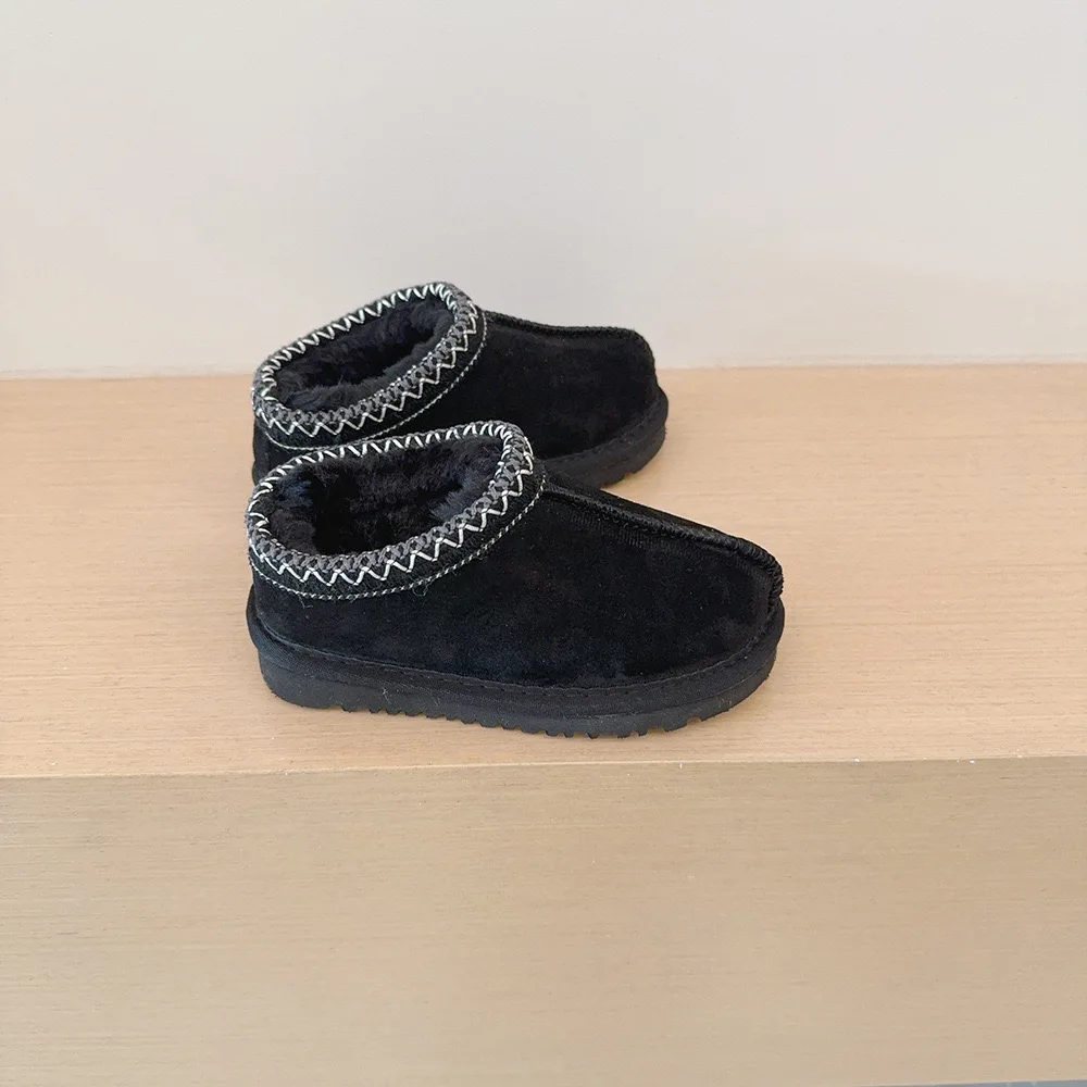 Cross-border Cowhide National Wind Children's Short Snow Boots 2025 Winter New Thickened Slip-on for Boys and Girls