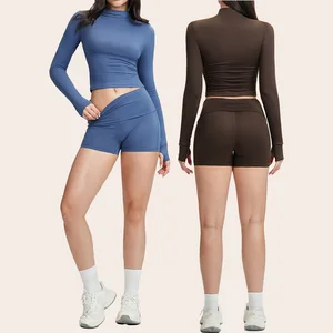 Long Sleeve Solid Color Moisture Wicking Gym Clothing Activewear Outdoor Fitness Breathable Women's Sports Suit