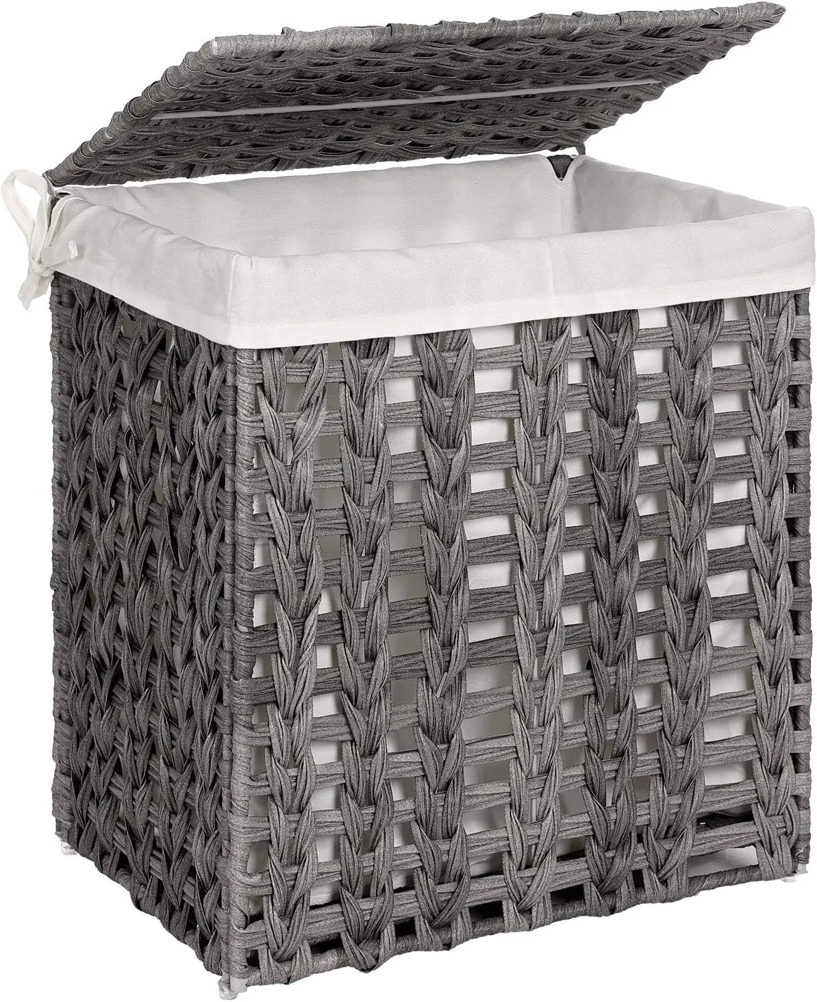 JY Home Use Plastic Metal Woven Rolling Laundry Hamper PP Synthetic Rattan Basket with Lid Cheap Stocks Available