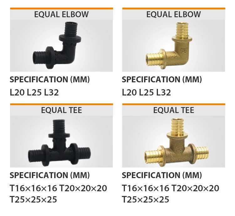 Ifan Pex Brass Ppsu Axial Fitting 1632mm Brass Tee Elbow Socket Brass