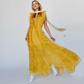Bohemian Style 100% Silk Maxi Dress Woven Breathable Washable Pleated Lace Decoration Long Dress for Holiday
