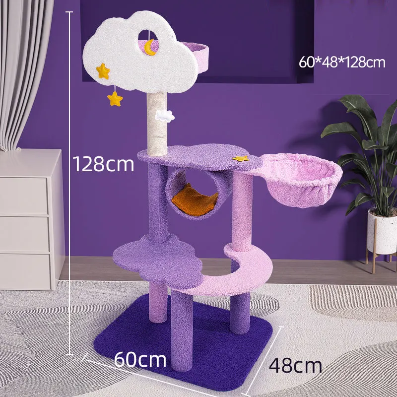Pet Supplies Modern Purple Luxury Stand Natural Wood Climbing House