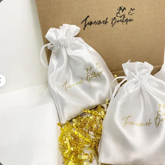 High Quality 100 Silk Drawstring Bags Black Drawstring Gift Satin Silk Bags With Logo for Clothes