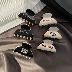 Designer Brand Letter Acetate Fiber Hair Clips, Large Claw Clips, High-end Shark Clips, Fluffy Hair Clips, Hair Accessories