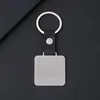 Silver Leather 35mm Square Keychain
