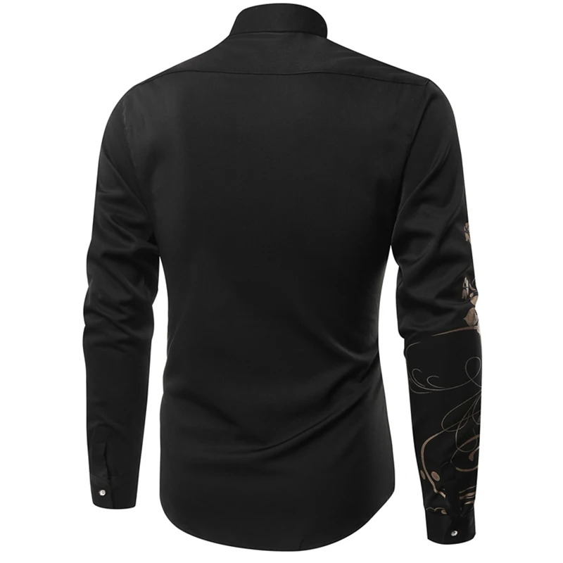 Męskie sukienki z długim rękawem Customiz Casual Odzież biurowa z nadrukiem Koszule dla mężczyzn Dzianina Obraz Plain517_voghion.com
