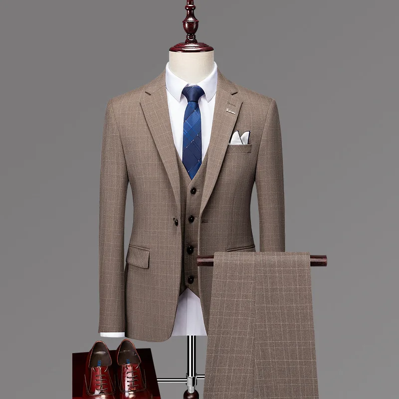 96031 High Quality Spring Design Men Suits 3 Pieces Wedding Suit Slim Fit Blazer Pant Vest Suits Sets