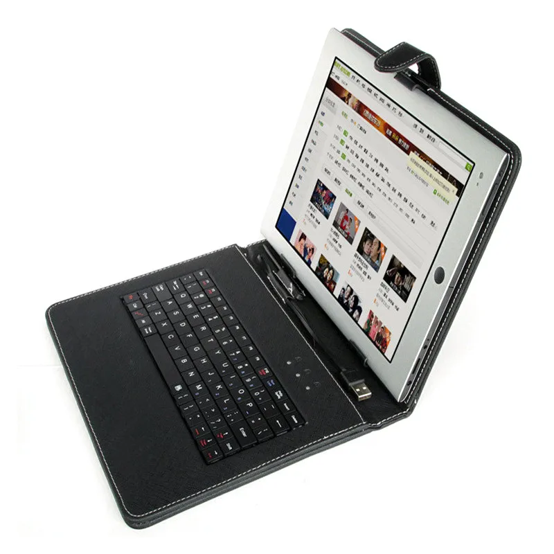 Universal Micro USB Keyboard Leather Stand Case Cover for 10 10.1 inch Tablet 