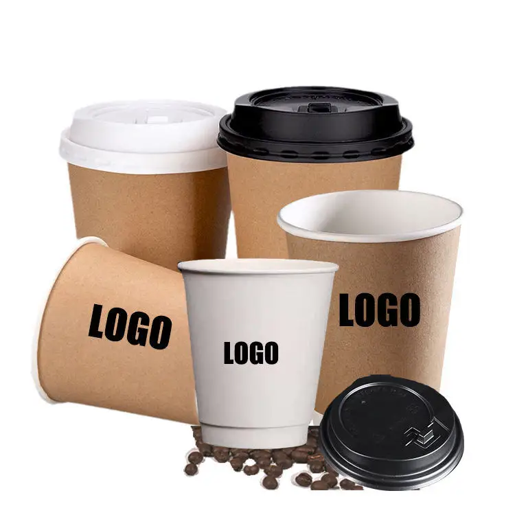 Hot selling cheap disposable 100% biodegradable hot double wall coffee cup kraft paper cups