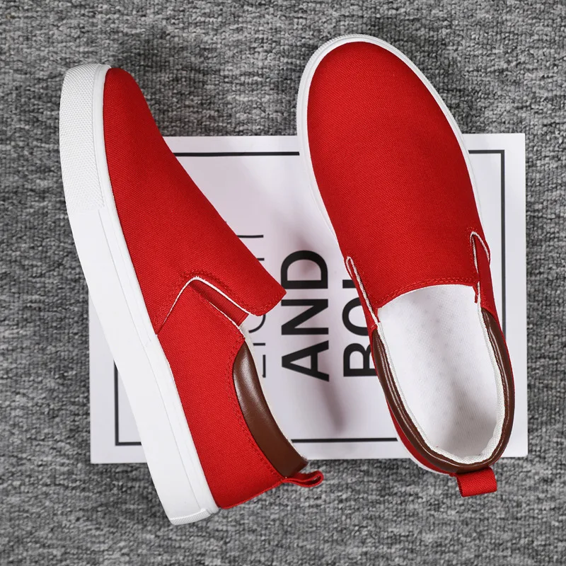 Mens oversized Canvas Shoes Soft Bottom Anti Slip Color Blocked Lazy Sneakers Cloth Cover Low Cut Solid Color Flat Sole Shoes