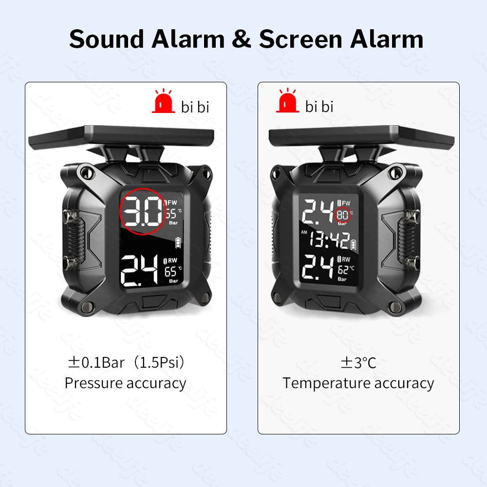 thumbnail image 2 of BCSMMCAR Motorcycle TPMS Tire Pressure Monitor System With 2 External Sensors Waterproof 2 of 6
