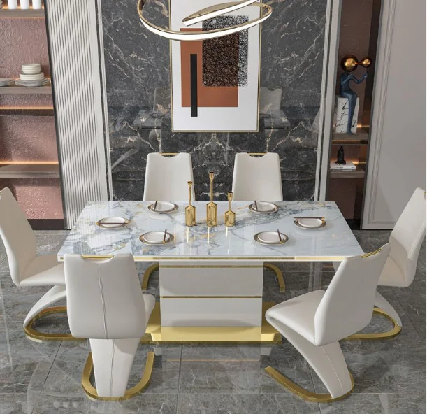 Nordic Modern Minimalist Solid Wood Marble Dining Table