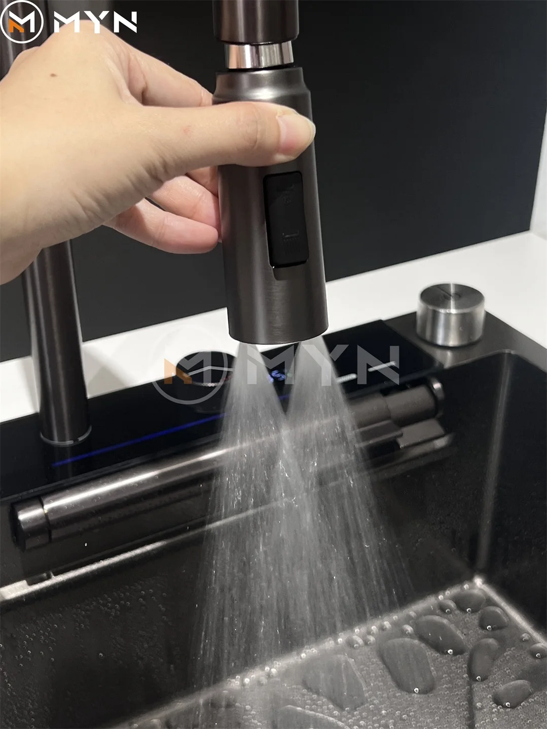 Meiyani Nano 304 Stainless Steel Sink Waterfall Digital Display Faucet