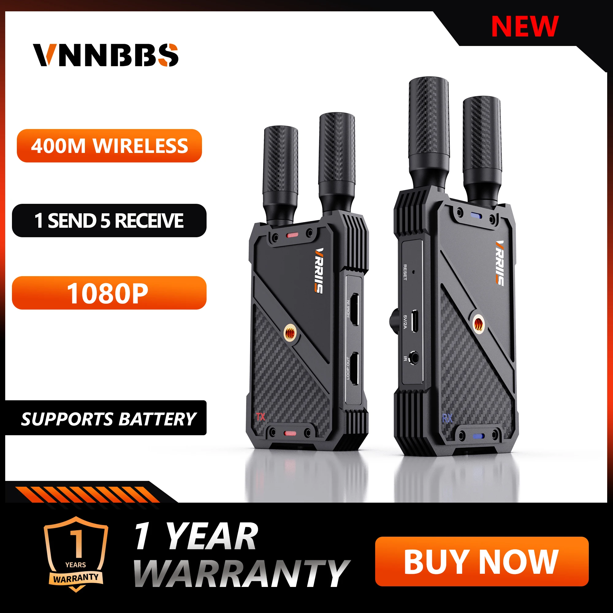 Transmisor y receptor de vídeo inalámbrico 400M Ultra Full HD, compatible con todas las cámaras, laptops y proyectores, para uso en exteriores, eventos y streaming