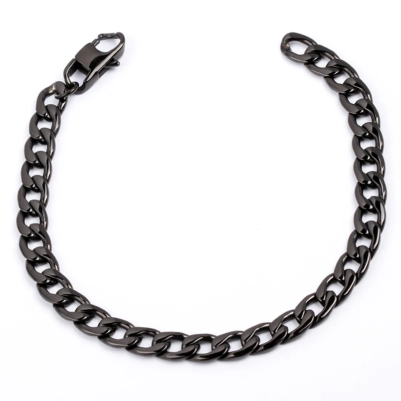 Rainbow Chunky Chain Bracelet Cowboy Chain Men Polished Stainless Steel