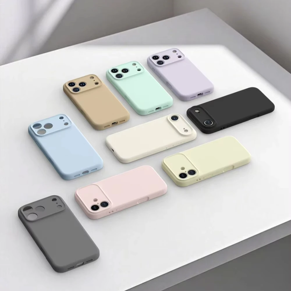 Laudtec Real Liquid Silicone Phone Cases Pure Colour Shockproof Camera Protector Customized For Iphone 17 Air 16 Pro Max Sjk1060