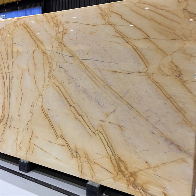 Luxury London Gold Quartzite Slab For Interior Wall Design Yellow Exotic Stone Slab Countertop