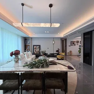Modern Style Adjustable Height Brass/Copper Pendant Lamps New Marble Design Middle for Villas Hotels Restaurants Bar Counters