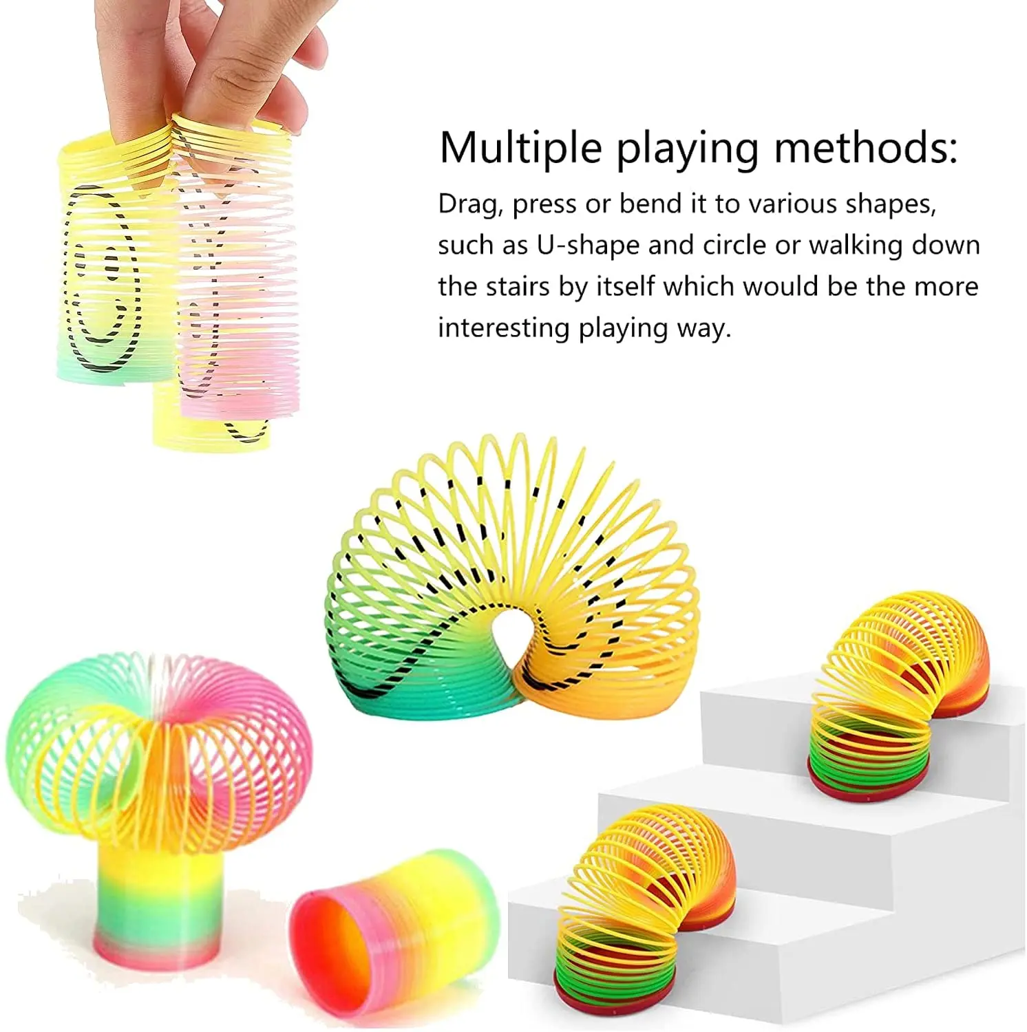 Оптовая продажа, Классическая новинка, игрушка для детей, отличные сувениры для вечеринок, большой размер, мини-размер, улыбающееся лицо, принт, красочная Волшебная Радуга, пружина