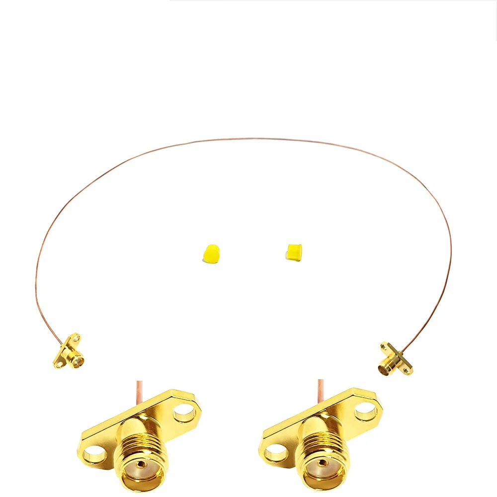 Adaptateur coaxial RF, connecteur à fixation sur panneau avec bride à deux trous, prise SMA femelle, montage sur panneau, câble coaxial semi-rigide en cuivre, référence 047