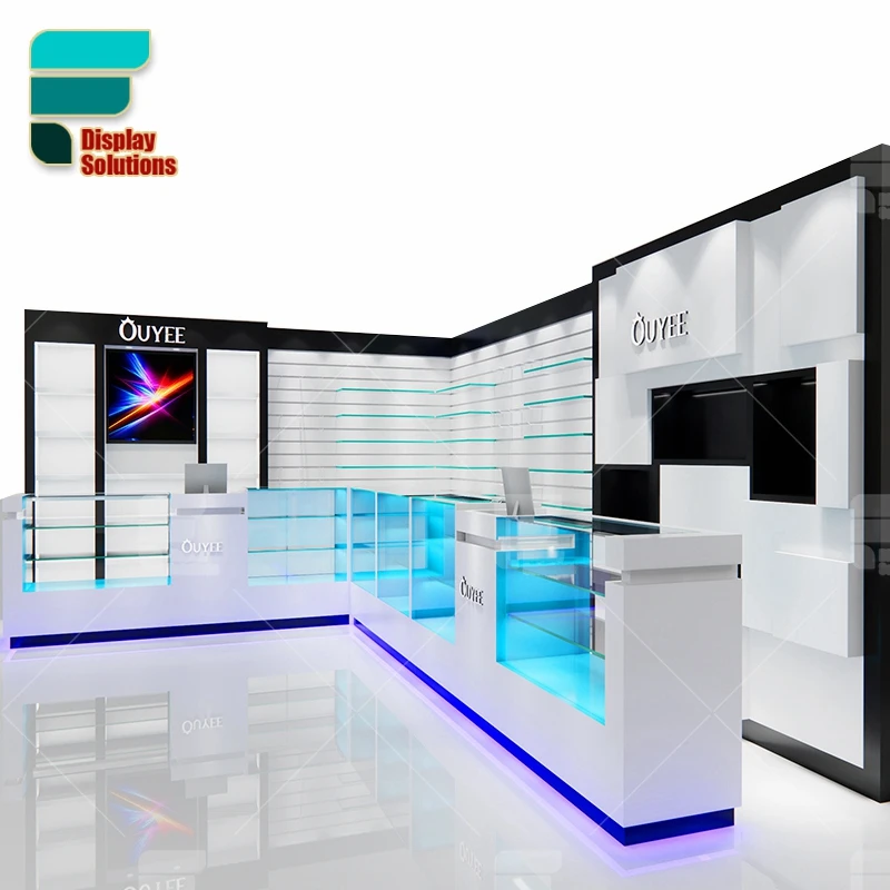 Stylish Smoking Shop Showcase Checkout Counter Tobacco Shop Led Wall Dispensary Furniture for Smoke Shop
