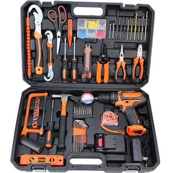 Rechargeable Lithium Electric Drill Household Power Tool Set in Convenient Tool Box Hardware Tool Set