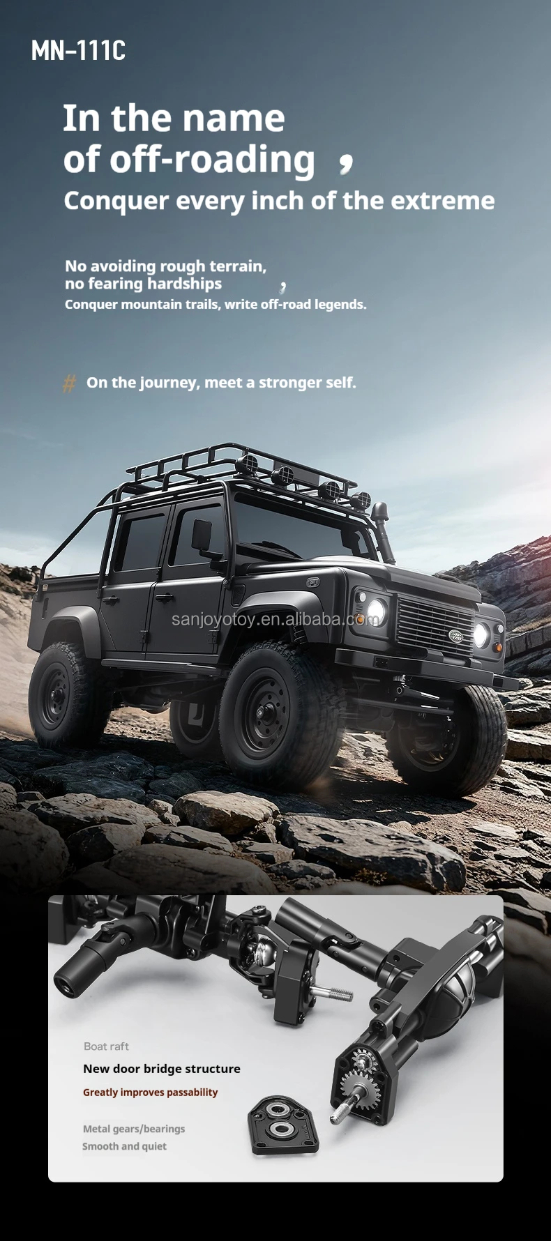 MN111C Rc Car 1:18 4WD Land Rover Defender Full Scale Off-Road Vehicle Mn Model High Speed Simulation Climbing Toys Boys Gifts