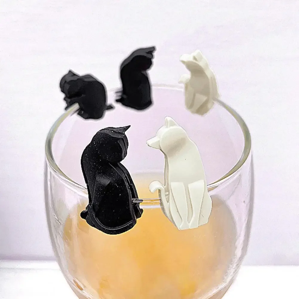 Silicone Cat-Shaped Drink Markers Food Grade Kitchen Tea Infuser Eco-Friendly BPA Free Accessory with Cute Style