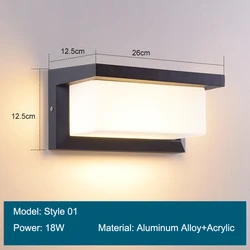 Светодиодный настенный светильник для помещений и улицы, водонепроницаемый, IP65, 12 Вт, 18 Вт, с датчиком радара, настенная Светодиодная лампа с поверхностным креплением для крыльца, балкона, сада