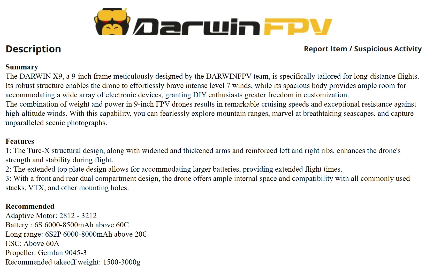 Darwinfpv Fpv Drone Long Range Quadcopter Frame Carbon Fiber Spare Parts X9 Frames Buy