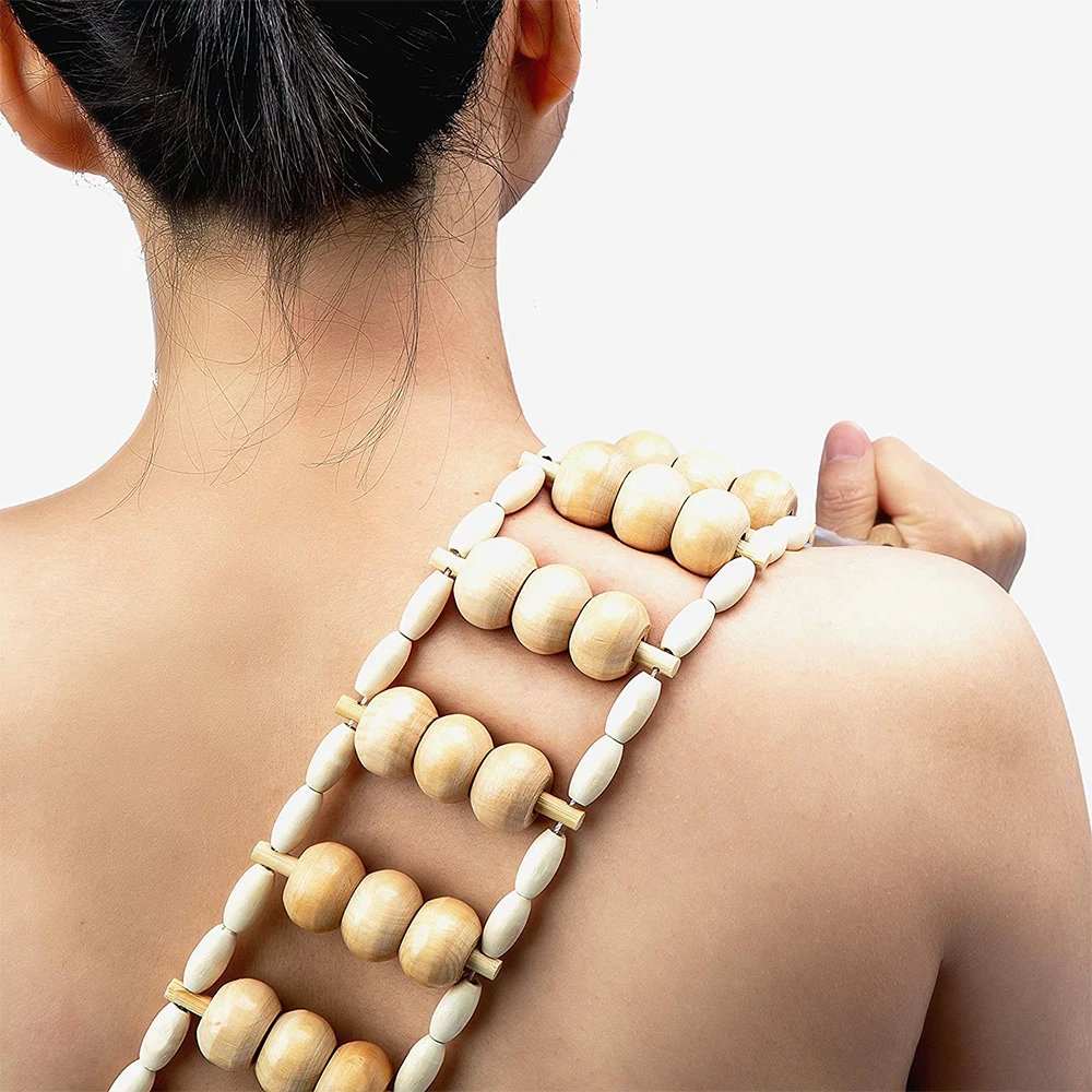 Deep Self Massager Tools for Neck Leg Foot Muscle Pain Relief Wooden Back Massager Roller Rope