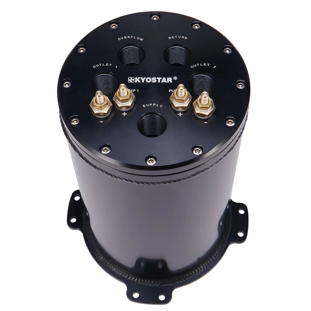 Kyostar Universal 2.8L Aluminum Fuel Surge Tank With Twin 40 MM Fuel Pumps 8AN Ports Engine Parts