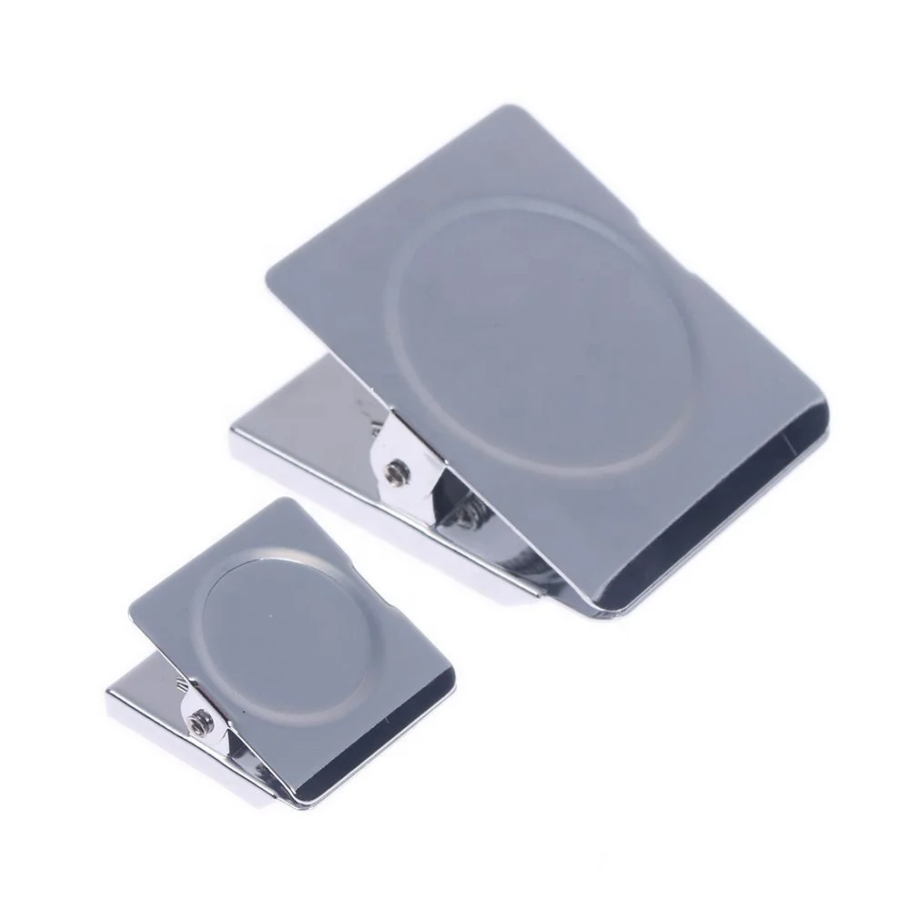 Magnet Hook Clips Refrigerator Spring Loaded Magnetic Wall Clip Memo Note Holder Silver