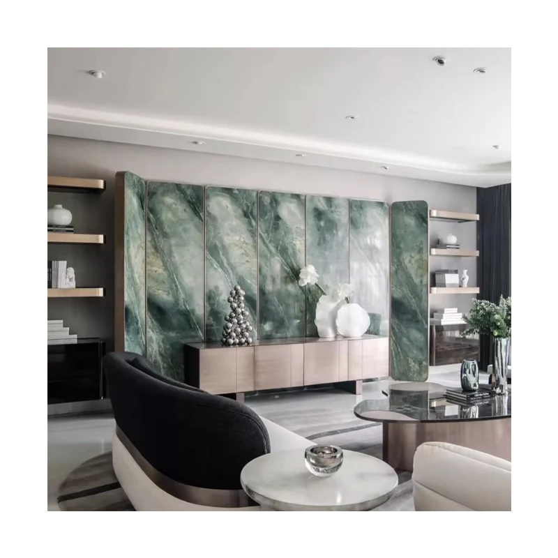 イタリア産ダークグリーン大理石スラブタイル モダンデザイン木製フロアタイル 工場直送 屋内・屋外ホームデザイン用