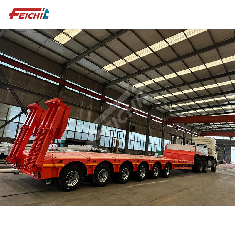 6 Axle Low Bed Trailer Length 16 Meters 8 Meters Pull-out Expansion Airbag Lifted Lowbed Semi Truck Trailer