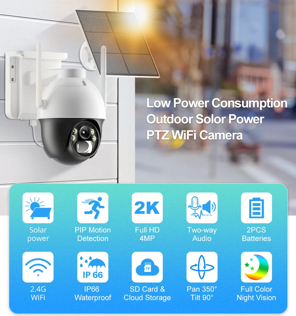 4Mp Outdoor Wireless Solar Wifi Ip Wifi Cctv Camera