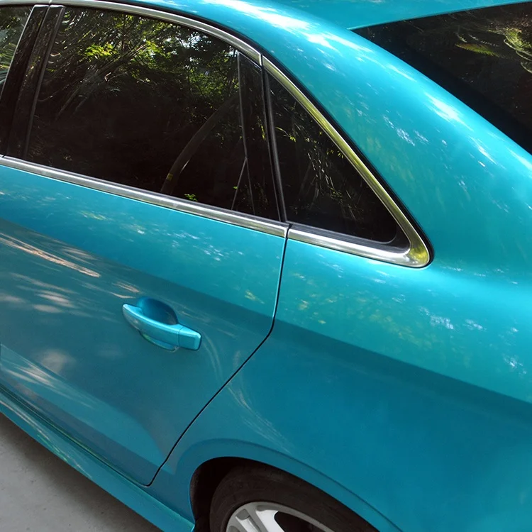 Glossy Crystal Blue Car Vinyl Wrap Pvc Vinyl Car Wrap