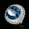 open size Blue pointed crystal ring