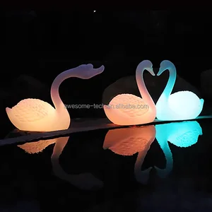 Rechargeable Color Changing Led Night Light Multicolored Waterproof Plastic Swan Shaped Night Lamps