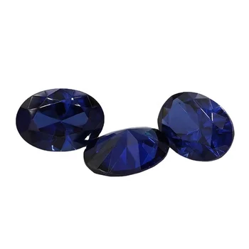 34# Niel Gems egg shape synthetic corundum price oval sapphire stone blue sapphire loose gemstone