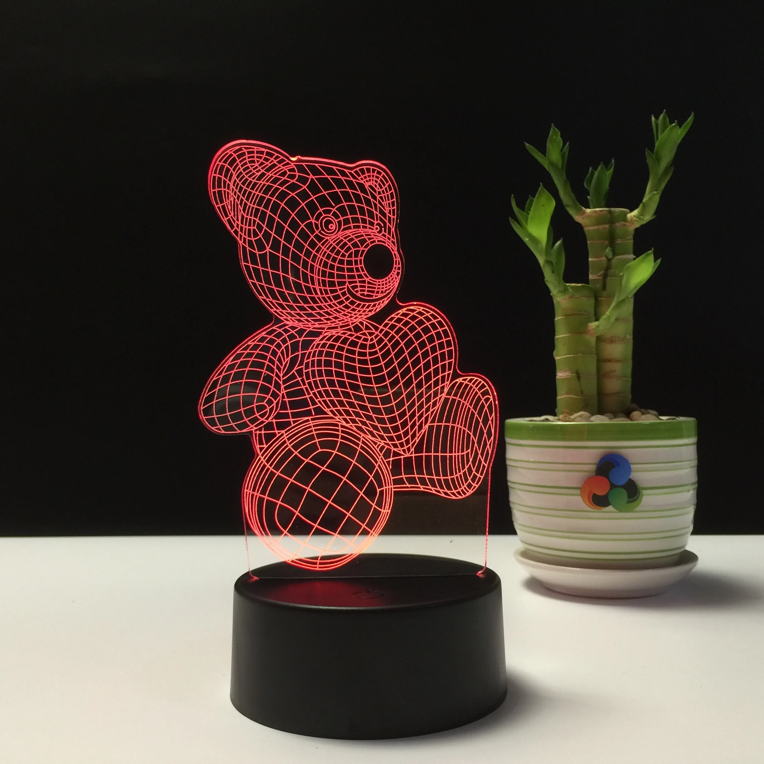 Anime Customized Pattern Bear Lamp 3D Illusion Holiday Gift Table Lamp Home Decoration LED Lamp Kids Night Light