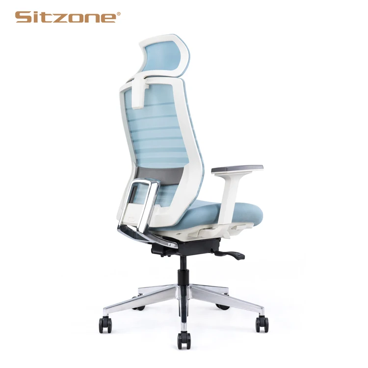 Free Sample High Back Blue Mesh Office Ergonomic Chair boss Office Computer Swivel Chair with Headrest