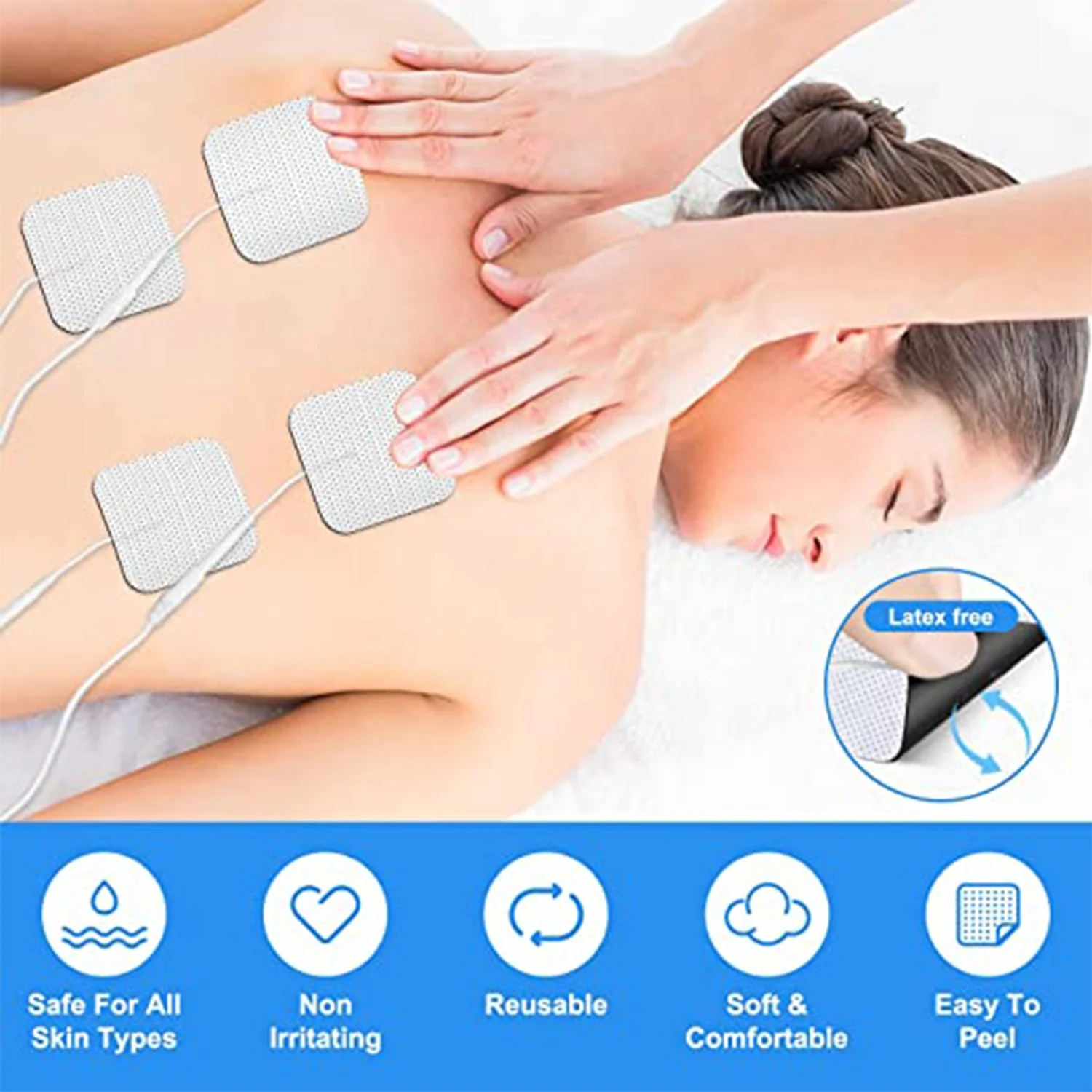 Portable electrotherapy physical therapy High quality tens ems snap physical therapy electrode pad Replacement Pads Electrode Patches For Electrotherapy-CAREPROHEALTH- Kinesiology tape, elastic adhesive bandages,Would dressing,Cross Tape,Sports Rigid Tape,Elastic Adhesive Bandage,Stretched Bandage,Cohesive bandage,Underwrap Foam,Ice Hockey Tape,Band aid,Cotton Sports Tape Rayon Sports Tape,Hockey Tape,Finger Tape,PU Tape,PE Tape,Silk Tape,Paper Tape,Heel tape,Wound Dressing, Silicone Patches ( Remove Scar ),Dexcom Patches,Blister band aid,Acne Patches,Toenail Sticker,Mouth Tape,Nipple Covers,Boob Lift Tape,Face Lift Tape,Customized Patches,Assorted Band Aid,Blue Metal Detectabled Band Ai,Different Shape Band Aid,Cartoon Band Aid,Transparent Band Aid,Fabric Band Aid,Waterproof Band Aid,Nitrile Gloves,Anti-virus Gloves,Pl Surgical Gloves,Latex Surgical Gloves,Male Condoms,Female Condoms