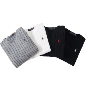 Men's Autumn Winter Slim-fit V-neck Pullover Fashion Sweater with Custom Front Embroidery Logo Top Knitted Casual Sweater Rlaph