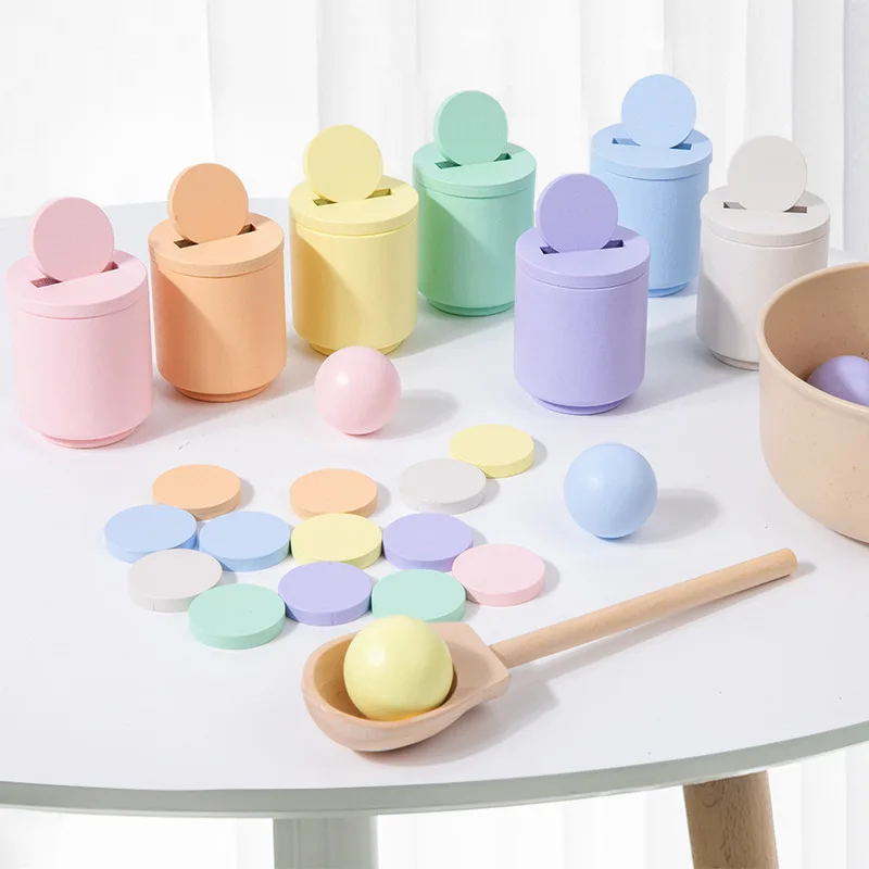 Grote Peg Poppen in Beker met Hoeden Peuter Houten Montessori Speelgoed Spielzeug Holz voor Kinderen Leren Kleuren Sorteren en Tellen