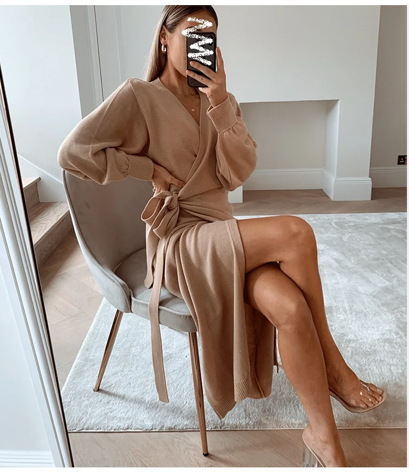 Donne Single Abi Da Lavoro A Maglia Autunnale V NERCHE Sexy Slim Elastico Oversize Basic Bodycon Vesto Maglione Inverno Inverno Vesto Lungo Lungo 240729 Da 14,5 € | DHgate