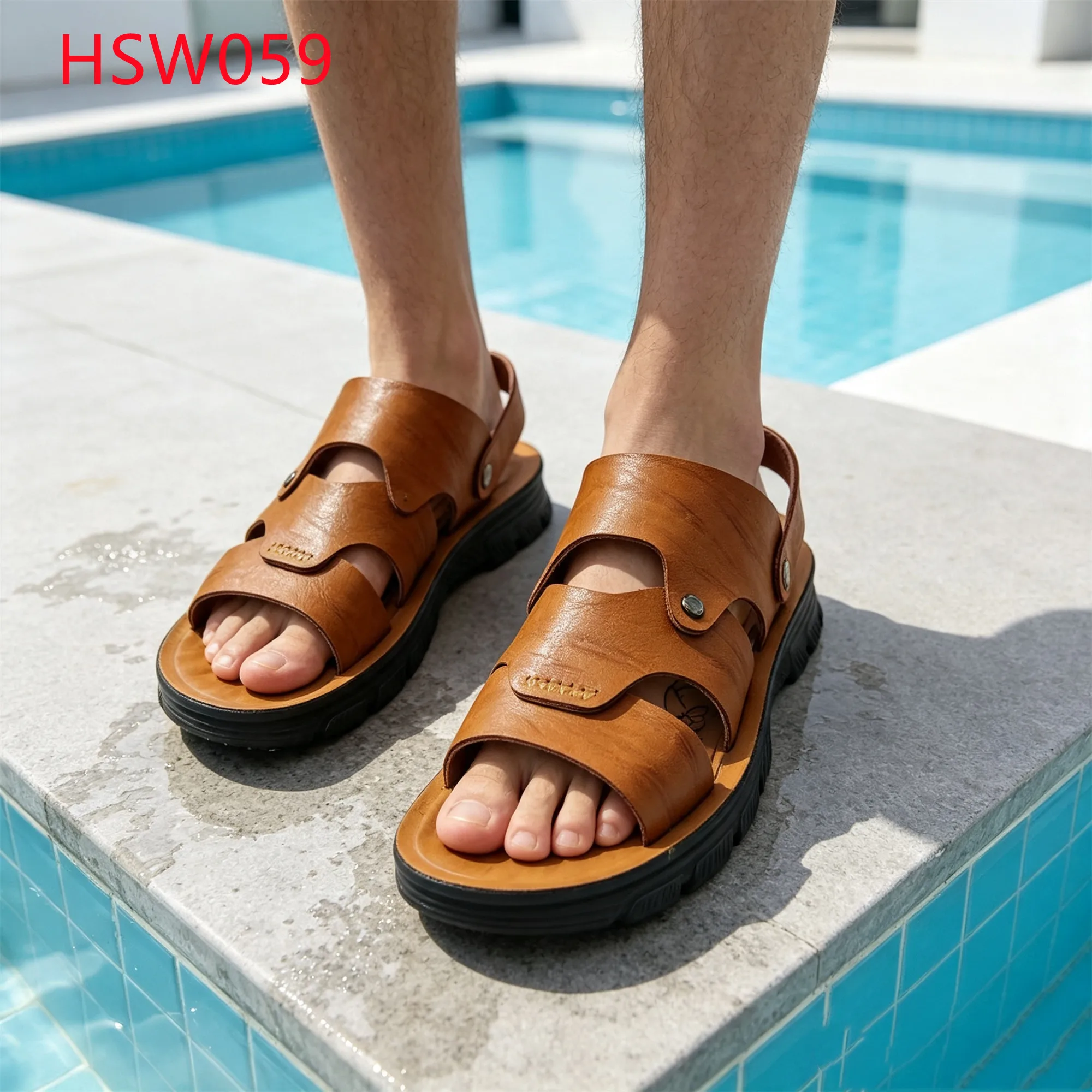 LXG,Coastal Town Quality PU Leather Hua Singh Beach Shoes Open Back Message Function Summer Wide Width Slide Sandals HSW059