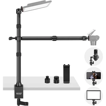 NEEWER Tabletop Overhead Camera Mount Stand with 2 Section Telescopic Extension Arm TL253A+DS001