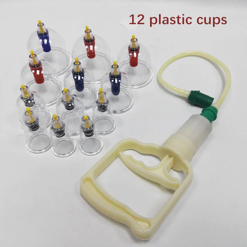 Plastic Hand Pump Suction 12-pieces Vacuum Cup Cupping Therapy Massager ...